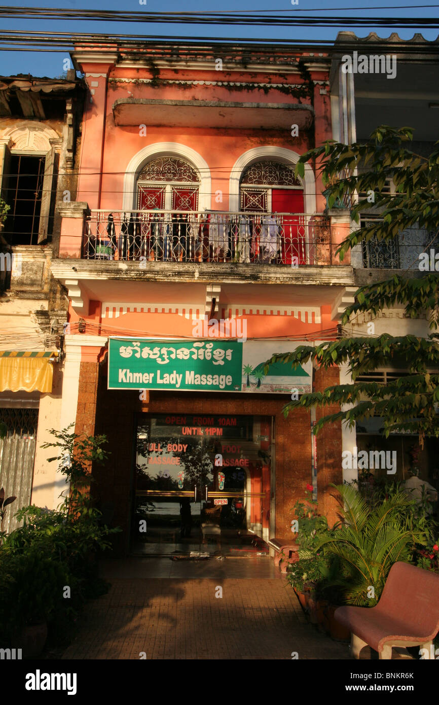 Massage traditionnel, Kampot, Cambodge Banque D'Images