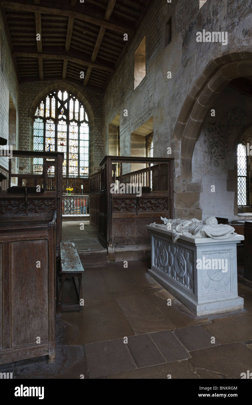 Chapelle de St Nicholas à Haddon Hall près de Bakewell, parc national de Peak District, Derbyshire. Banque D'Images