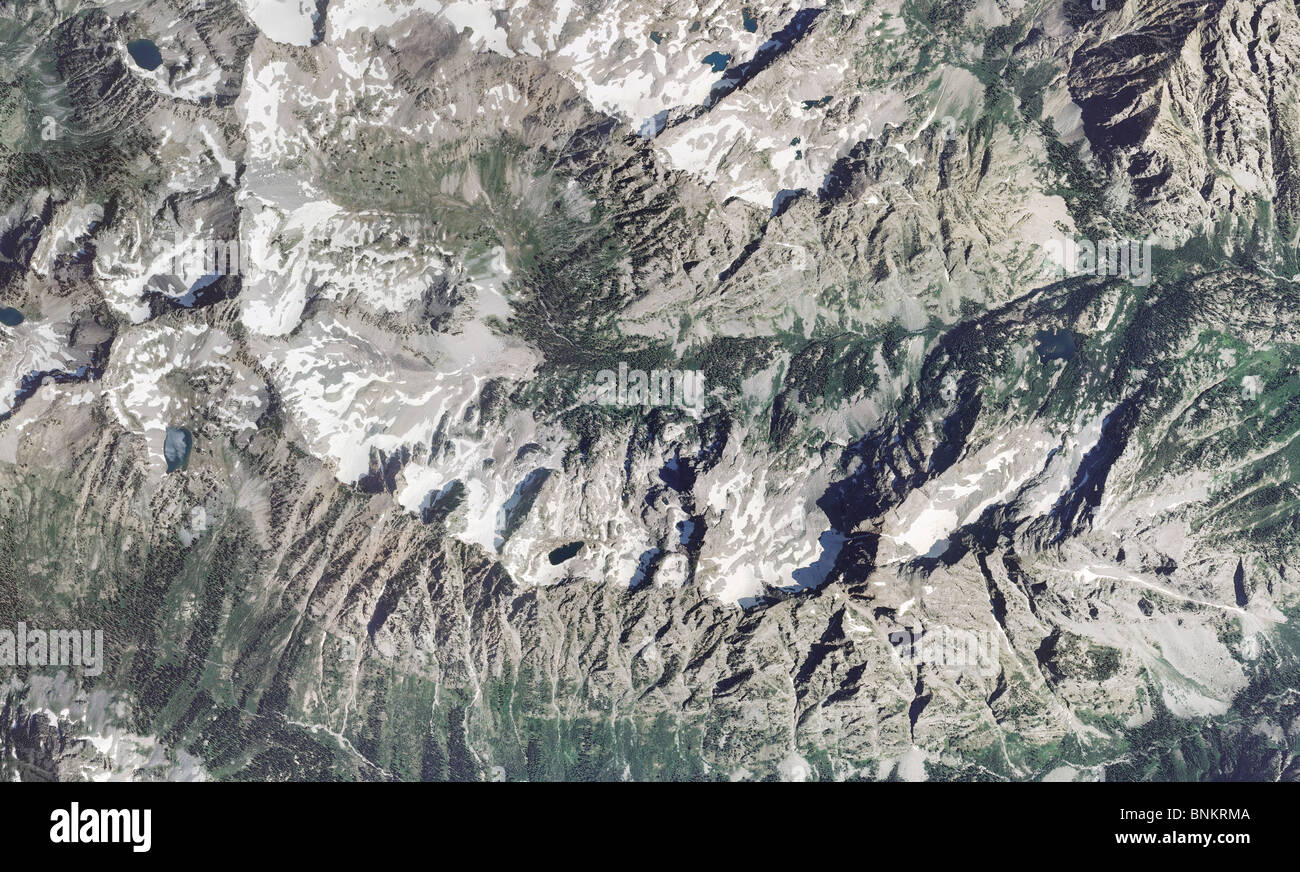 Carte aérienne voir above Symmetry Spire Teton mountain range Parc National de Grand Teton Wyoming Banque D'Images