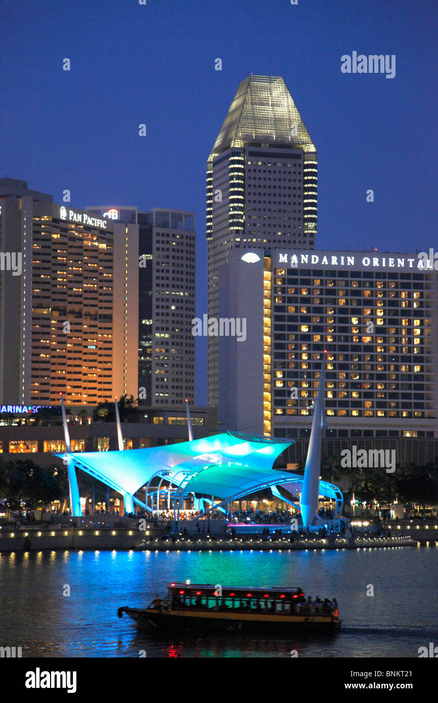 Singapour, Marina District skyline, Marina Bay, Banque D'Images
