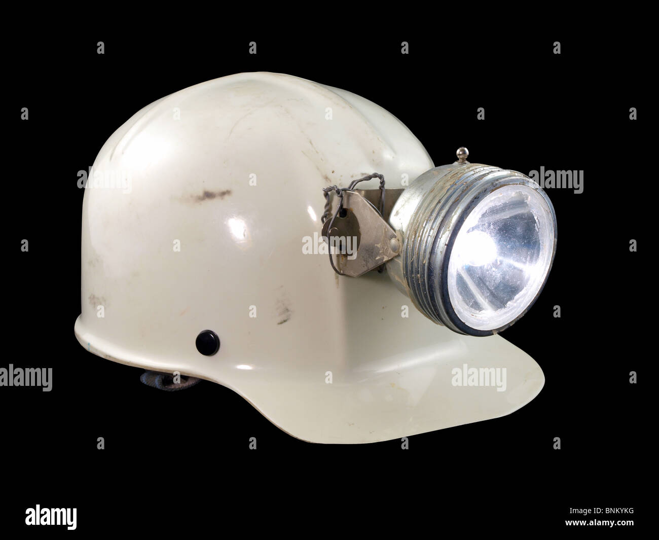 Vintage spéléologie / mines hard hat à partir des années 1970. Banque D'Images