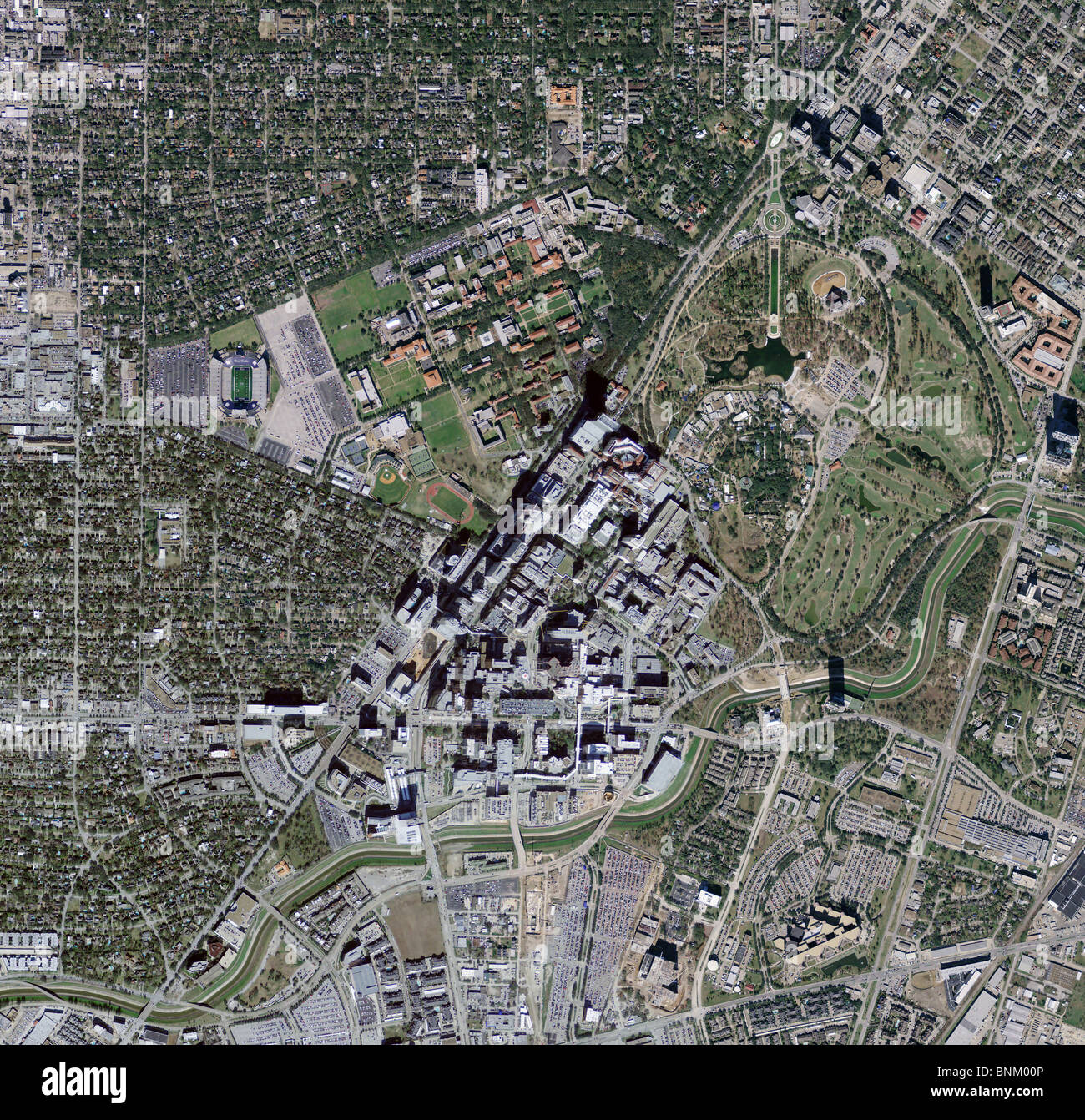 Carte aérienne voir au-dessus de Texas Medical Center Houston au Texas Banque D'Images