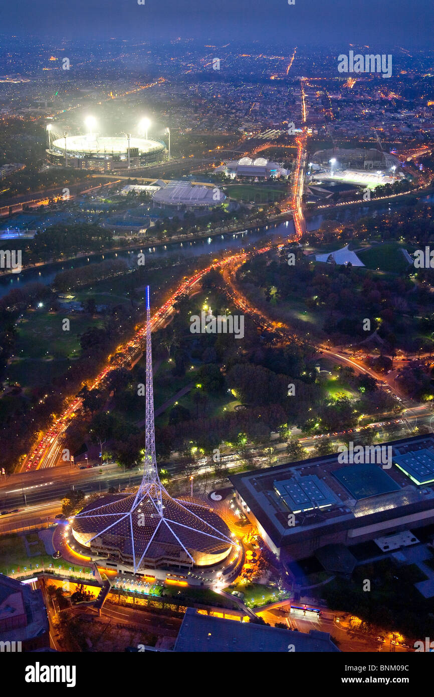 Vue de nuit de l'antenne de Melbourne en Australie Banque D'Images