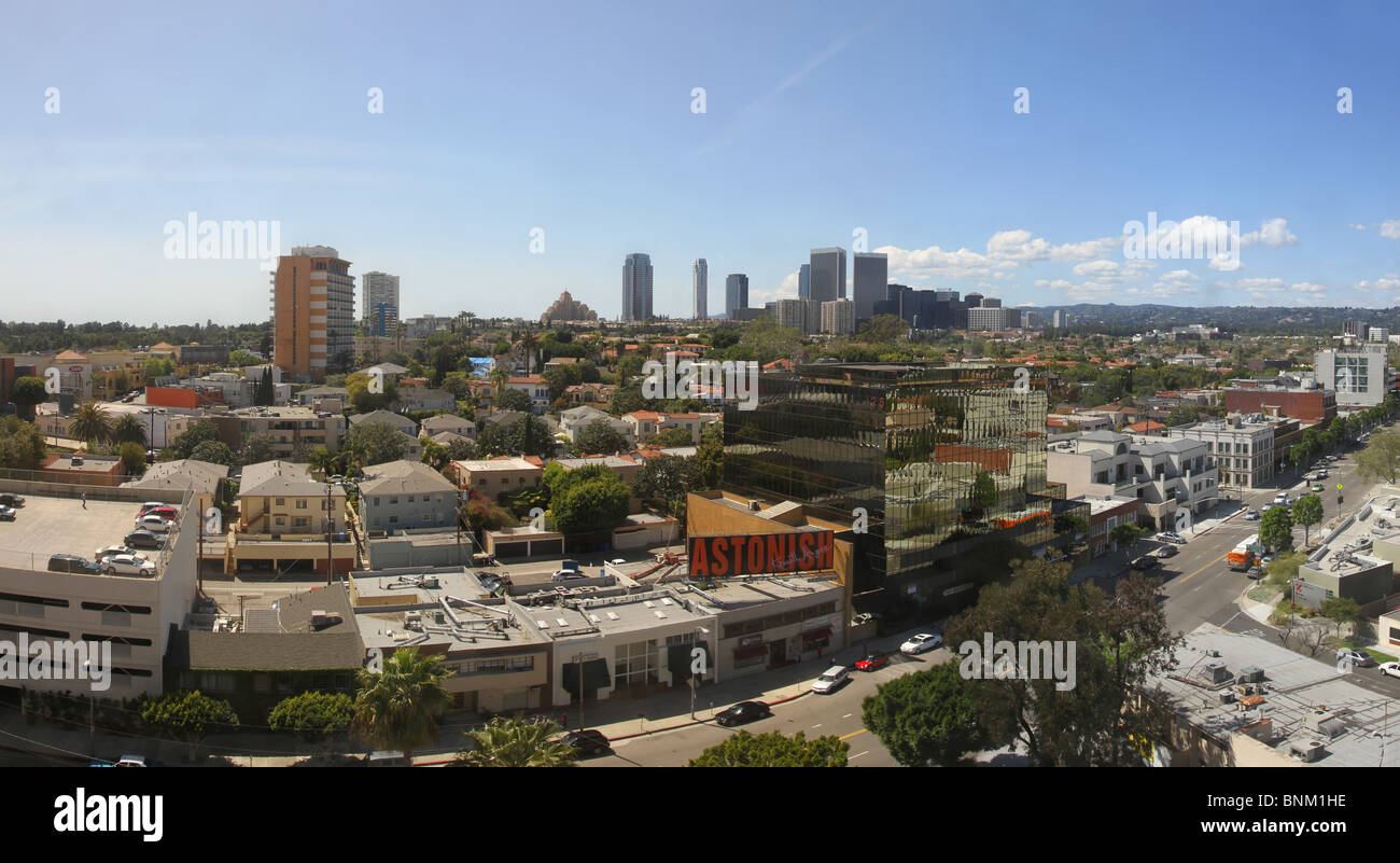 Vue panoramique de Los Angeles, Los Angeles, Californie, prises à partir du côté est de l'Afrique de l'Ouest à Beverly Drive Banque D'Images