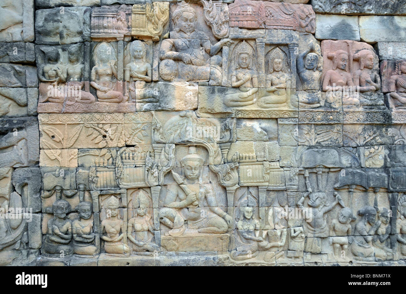 Angkor Thom la terrasse des éléphants d'Asie Indochine Cambodge Khmer art culture région du Mékong palace de redressement des Siem Reap Banque D'Images