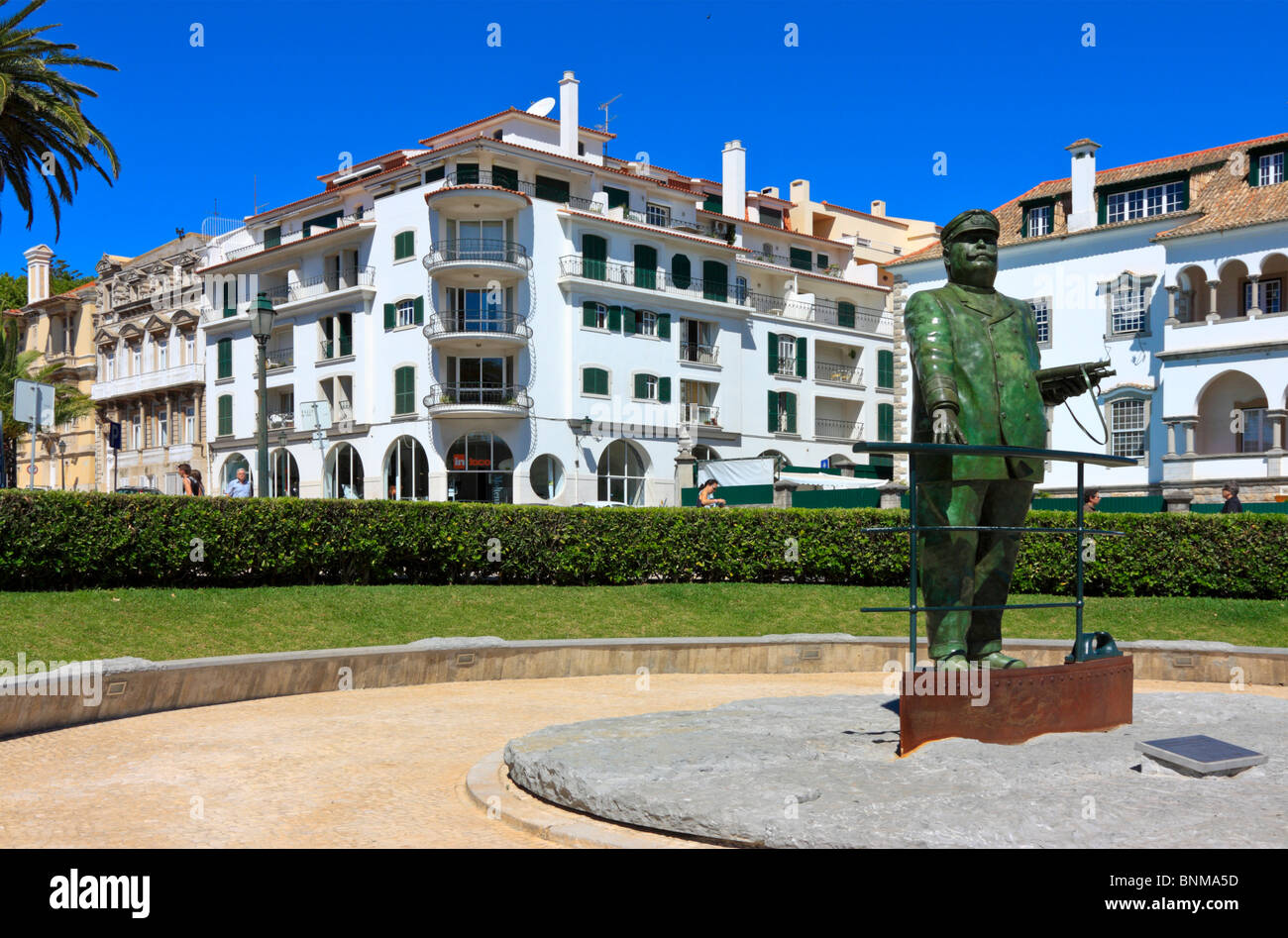 La Statue du Roi Carlos I. à Cascais, Portugal Banque D'Images