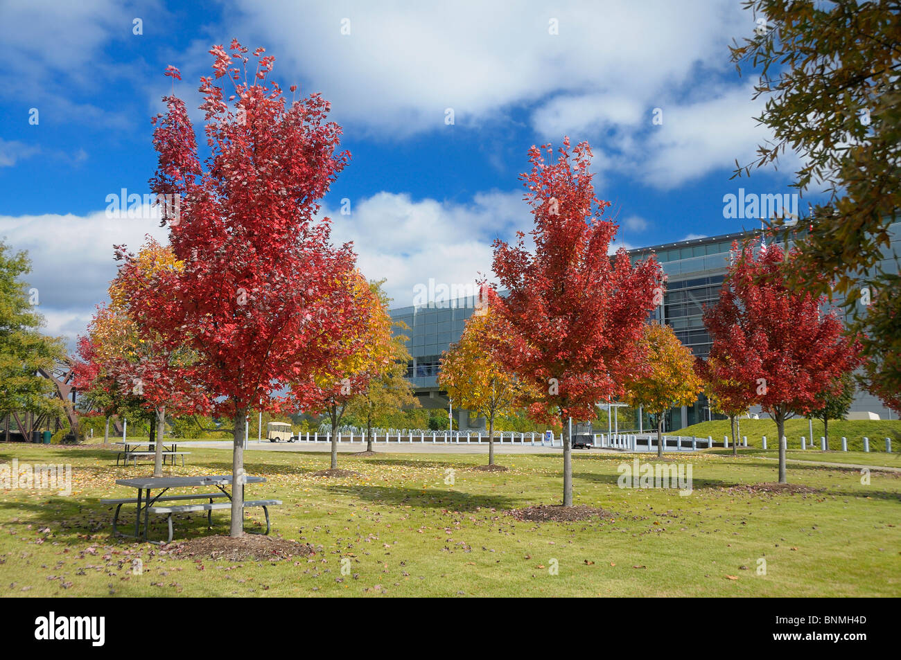 William J. Clinton Presidential Center & Park Library Exterior Little Rock Arkansas USA architecture du paysage autumn park Banque D'Images