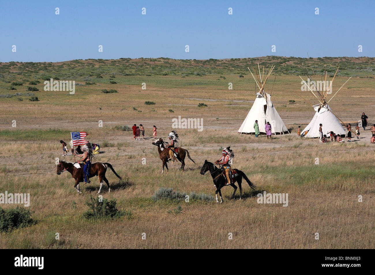 Custer's Last Stand wild west Reenactment modèle ne libération Hardin Montana USA indiens Banque D'Images