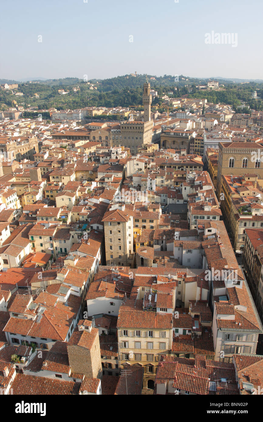 Sur Florence depuis la tour de Giotto, Florence, Italie Banque D'Images