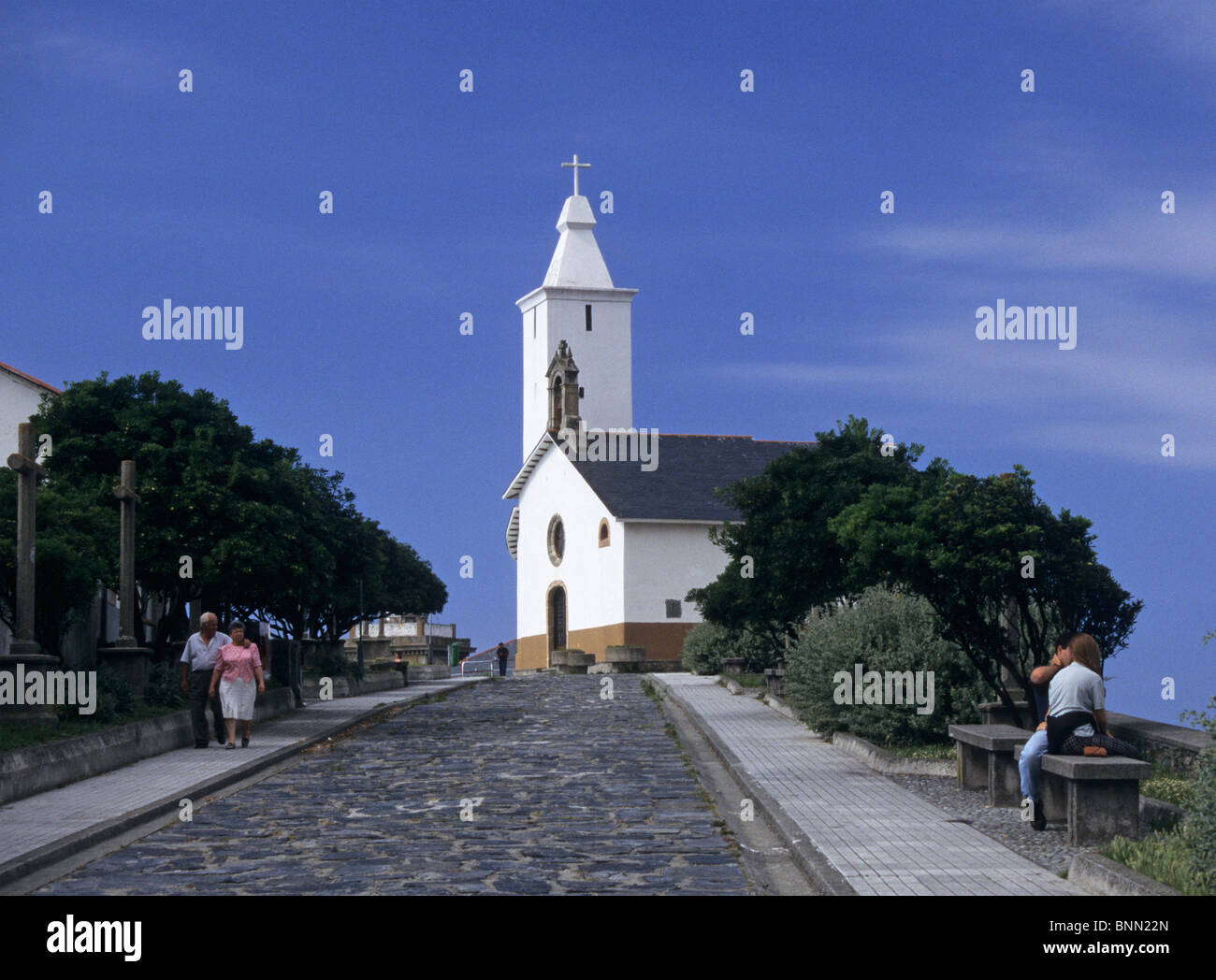 Ermita de la Atalaya (Aka Ermita de la Virgen Blanca). Luarca. Les Asturies. L'Espagne. Banque D'Images