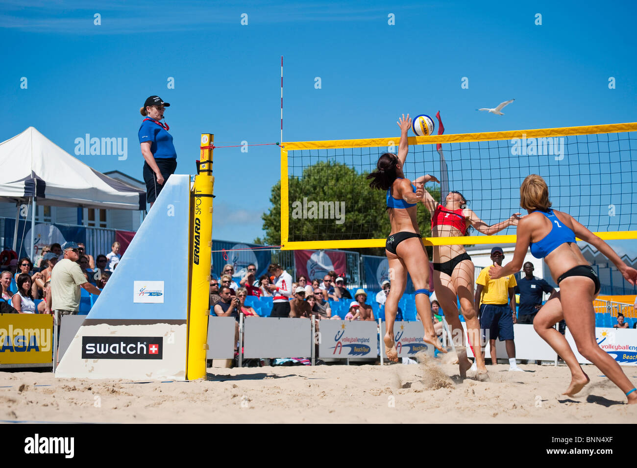 British Open leg du volley-ball Angleterre Beach Tour 2010, tenue à Poole, Sandbanks. Banque D'Images