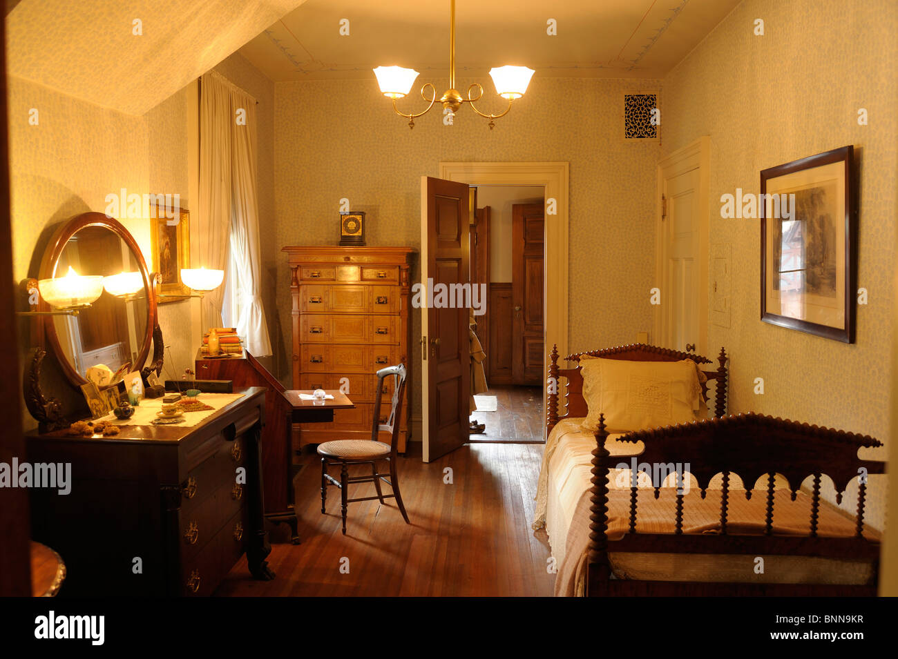 Chambre Mark Twain House Interior Hartford Connecticut États-unis d'Amérique États-Unis d'Amérique bed room Banque D'Images