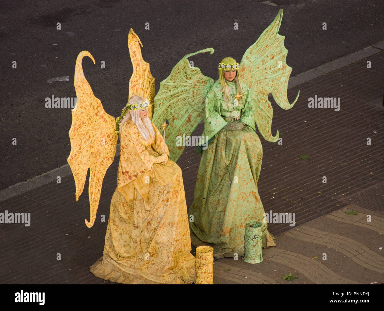 Les STATUES DE RUE DE BARCELONE SUR LAS RAMBLAS Banque D'Images