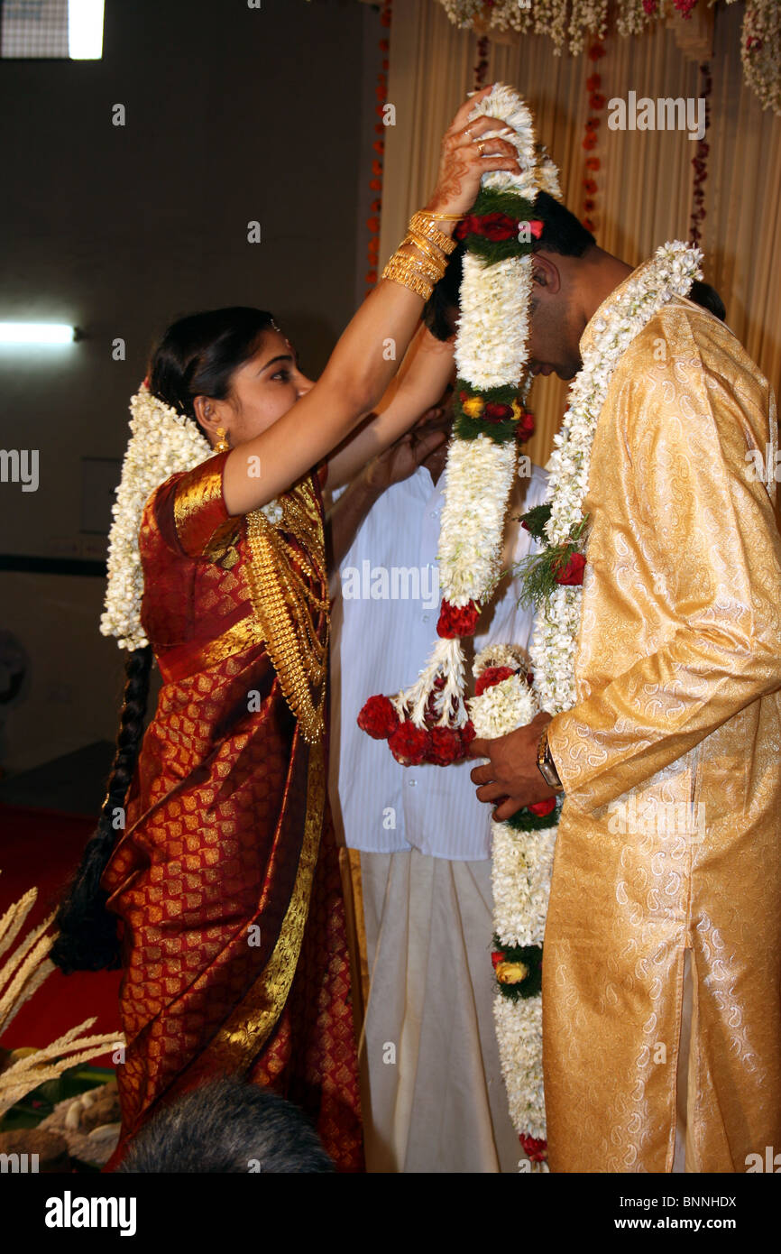 Une cérémonie de mariage hindou en Inde. Banque D'Images