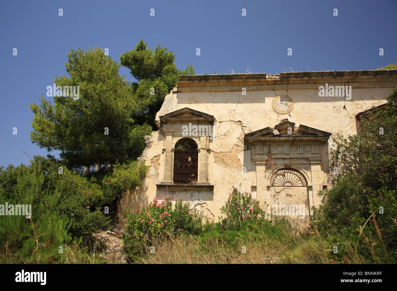 Ruines de l'ancien monastère de Sassia, Kefalonia Grèce Banque D'Images