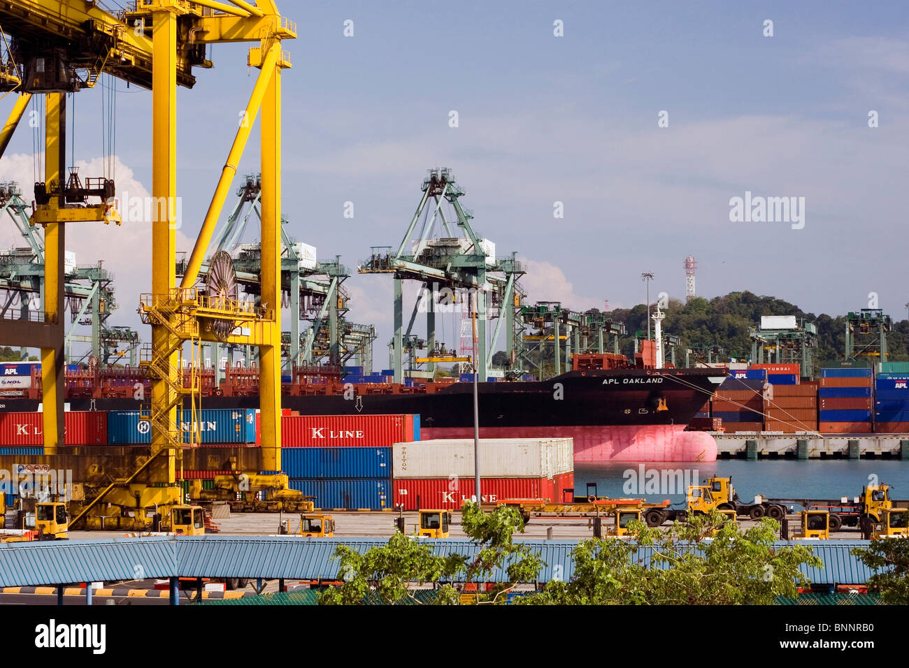 Port de Singapour PSA port port grue harbour quay Asie arrangement international outre-mer port port commercial international Banque D'Images