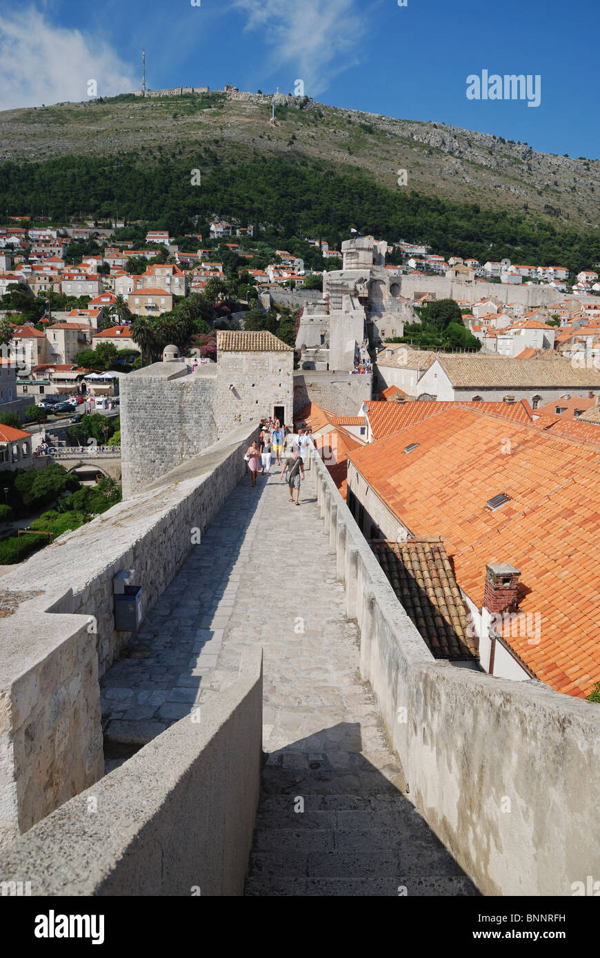 Les murs de la ville de la vieille ville de Dubrovnik, Croatie. Banque D'Images