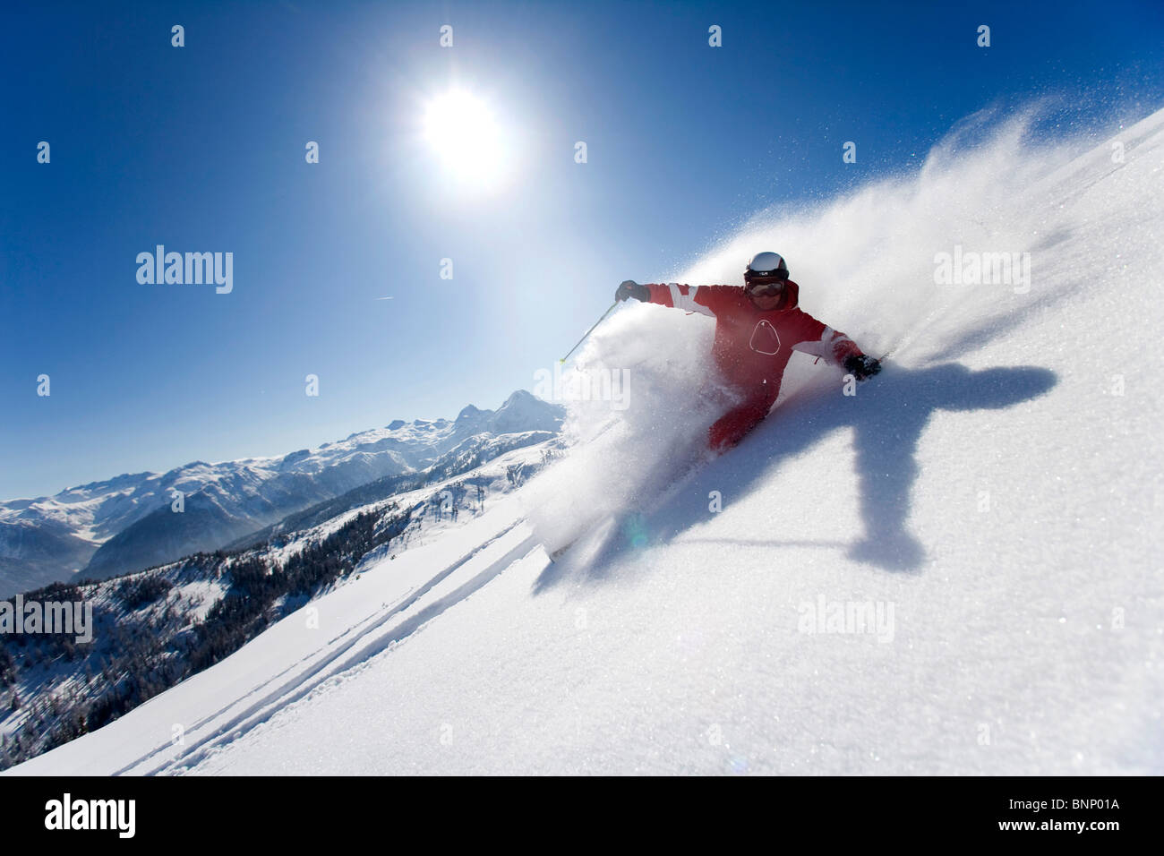 Freeride Ski poudreuse Flachau Salzburg ski hiver homme sport sports d'hiver domaine skiable Flachau Salzburg Autriche Banque D'Images