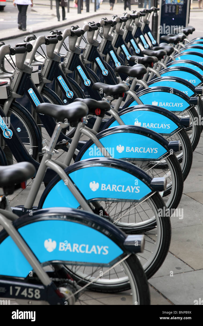 Barclays Cycle Hire à Westminster, London, W1. Banque D'Images