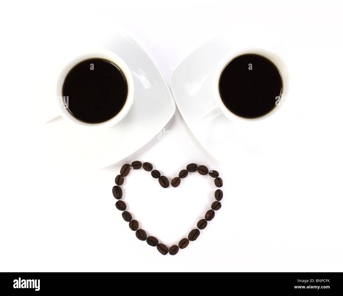 Deux tasse de café avec coeur Banque D'Images