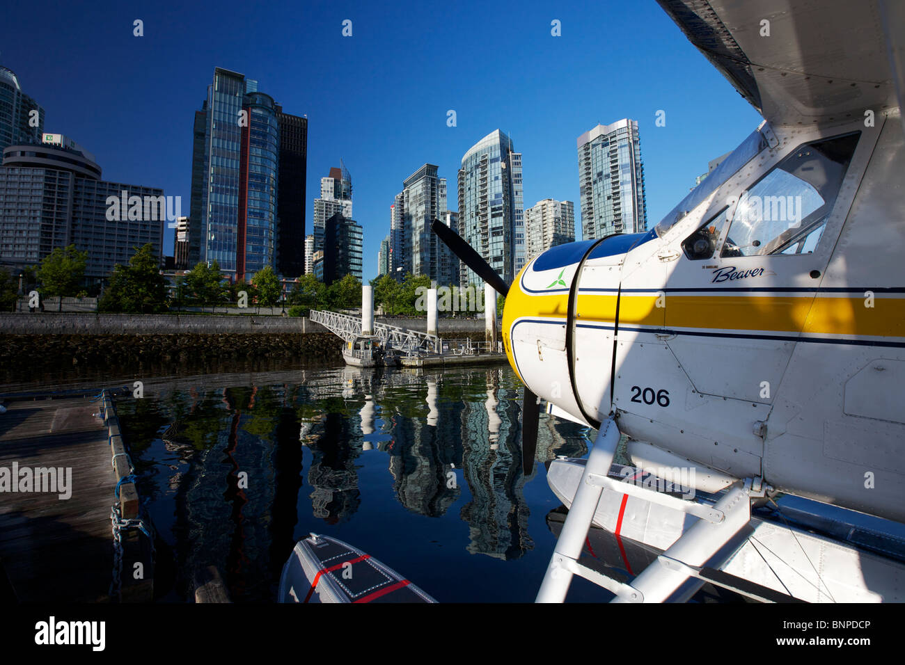 Hydravion Beaver à quai à Vancouver BC, Canada Banque D'Images