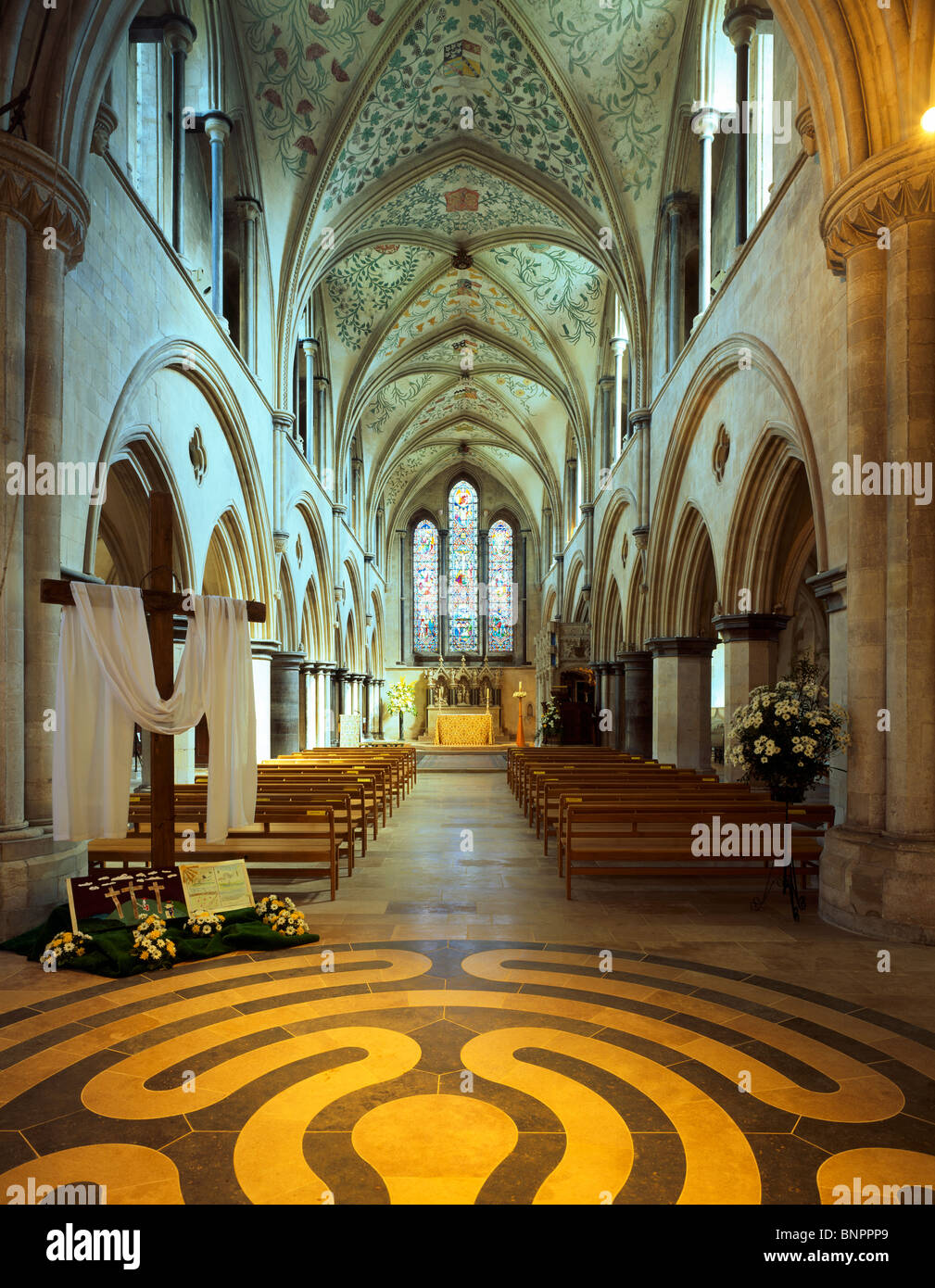 Eglise St Mary & St Blaise intérieur, Boxgrove Priory, Boxgrove, West Sussex Banque D'Images