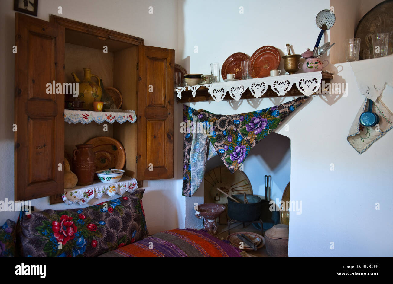 Grèce, Îles du Dodécanèse, Kos, une maison traditionnelle de village Antimachia Banque D'Images