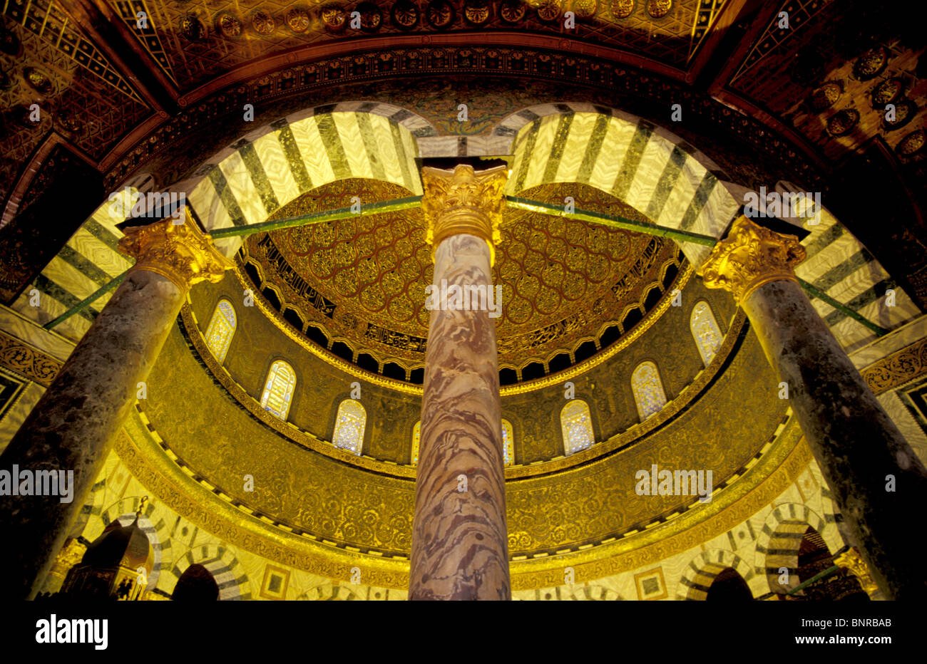 Vieille ville de Jérusalem, de l'intérieur du dôme du Rocher Banque D'Images