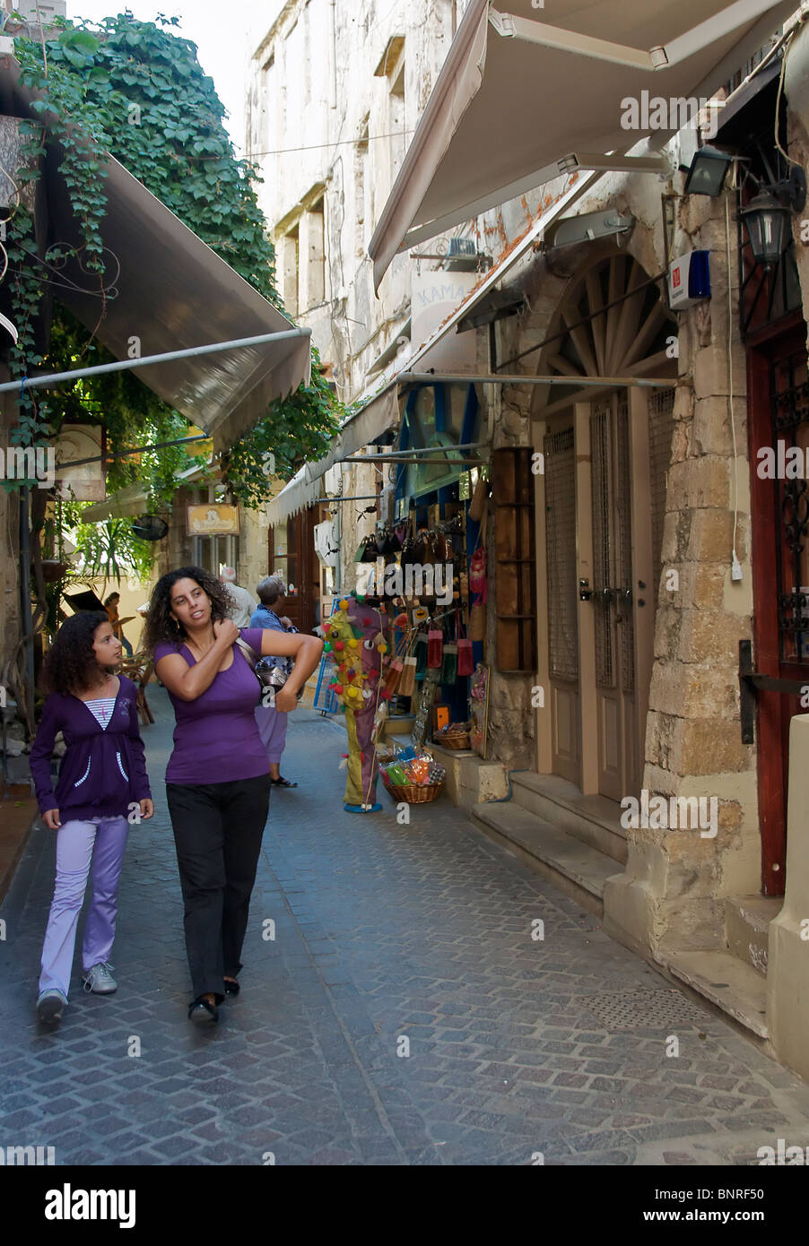 Zampeliou Vieille Rue du Nord-Ouest de Chania Crète Grèce Banque D'Images