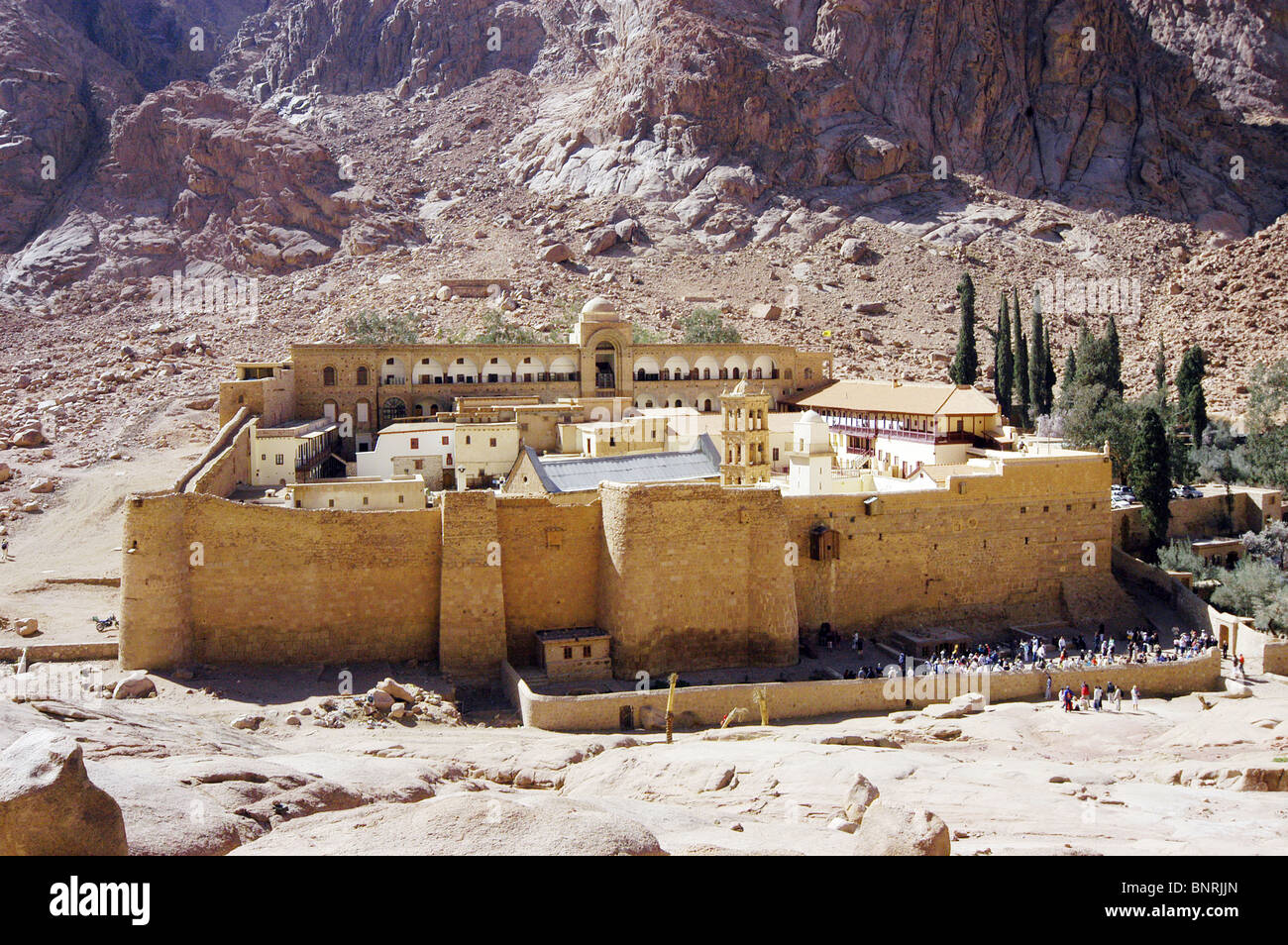 Le plus petit et le plus ancien diocèse du monde, le monastère de Sainte Catherine, le Sinaï. Banque D'Images