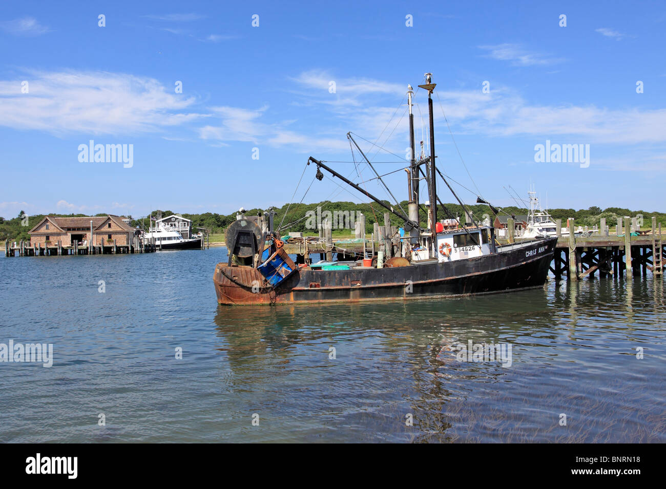 Bateau de pêche commercial Montauk Long Island NY Banque D'Images