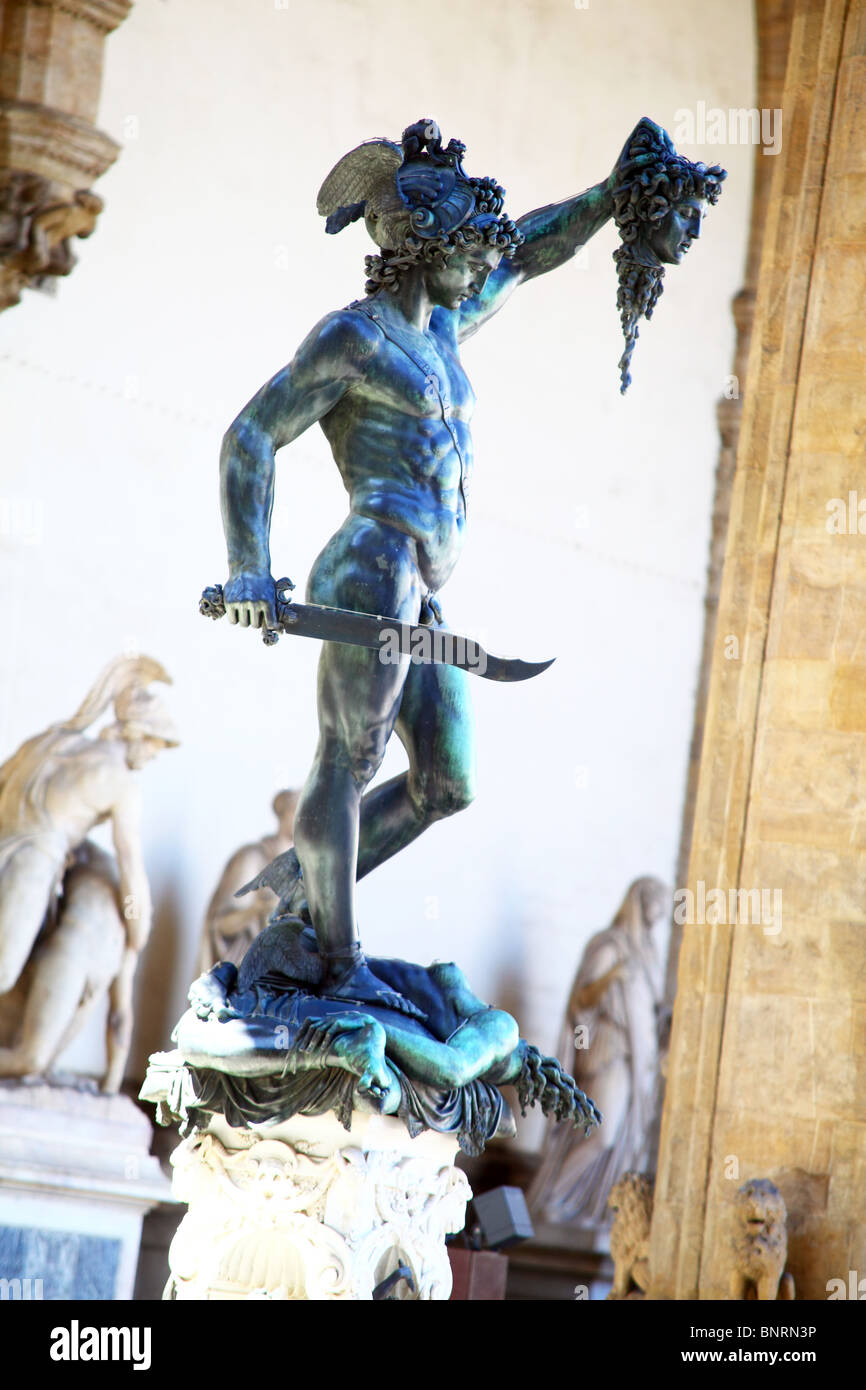 Statue de Persée et méduse, Florence, Italie. Banque D'Images