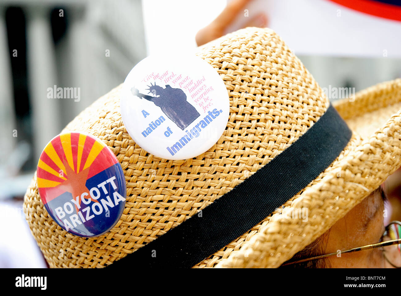 Le "Nous sommes tous Arizona' mars à New York le 29 juillet, Brooklyn-Manhattan, pour protester contre le SB 1070 Loi de l'Arizona. Banque D'Images