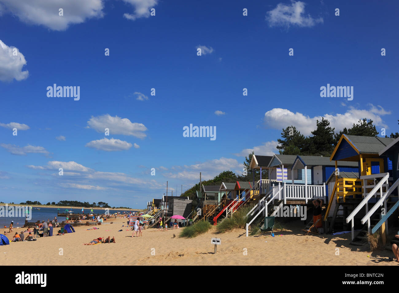 Cabines de plage de Wells next the Sea sur la côte nord du comté de Norfolk Royaume-uni Grande-Bretagne Banque D'Images