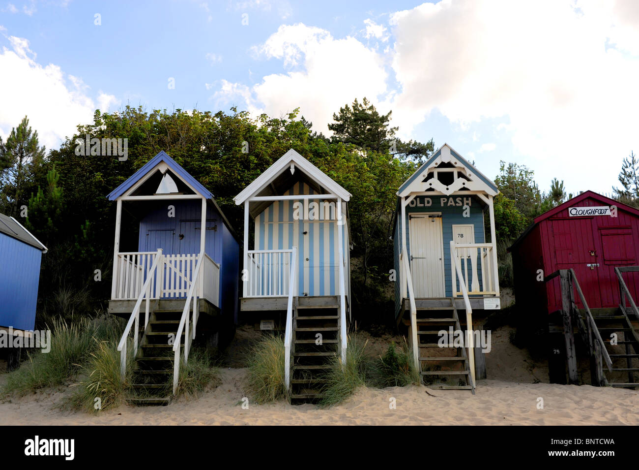 Cabines de plage de Wells next the Sea sur la côte nord du comté de Norfolk Royaume-uni Grande-Bretagne Banque D'Images