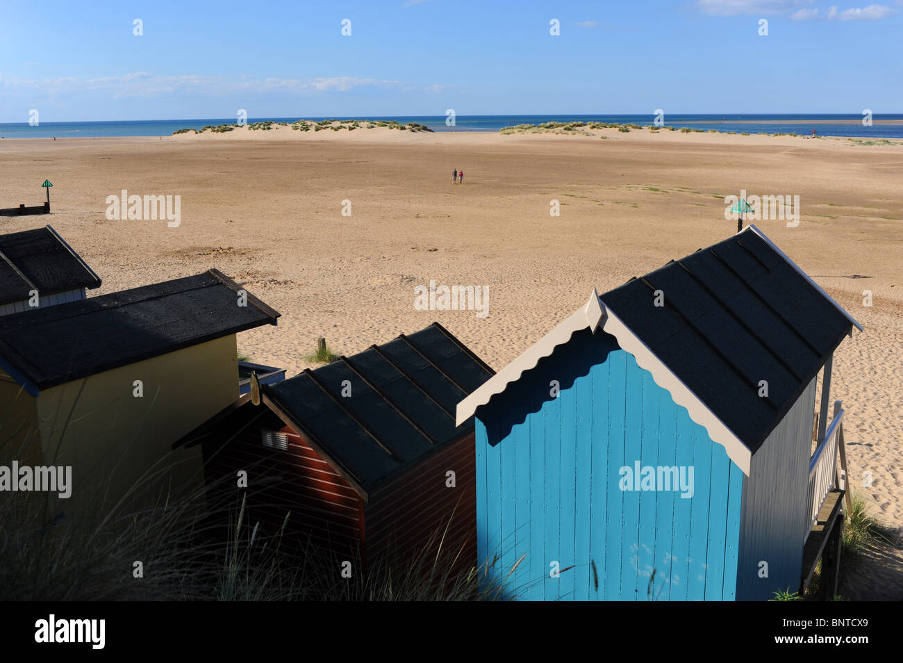 Cabines de plage de Wells next the Sea sur la côte nord du comté de Norfolk Royaume-uni Grande-Bretagne Banque D'Images