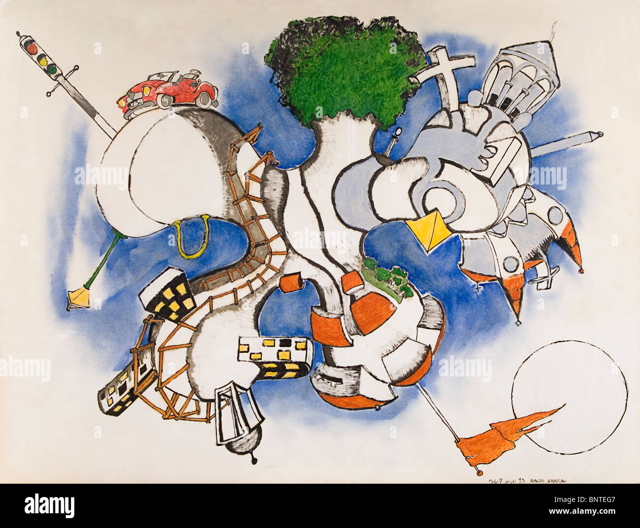 Un tableau original représentant une fée monde moderne intitulé 'krispa du monde" Banque D'Images