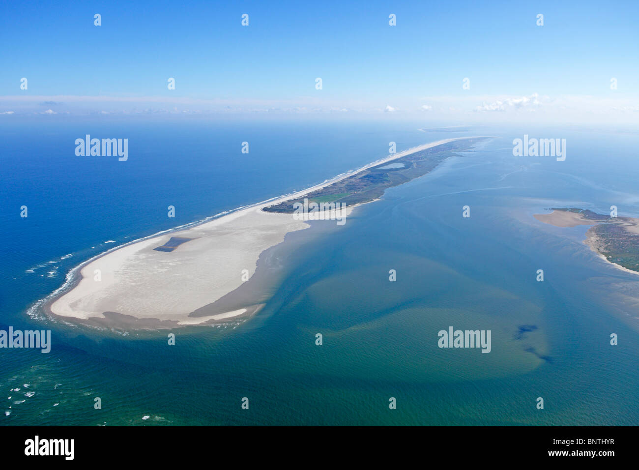 Photo aérienne de l'île de Juist, en Frise orientale, Basse-Saxe, Allemagne Banque D'Images