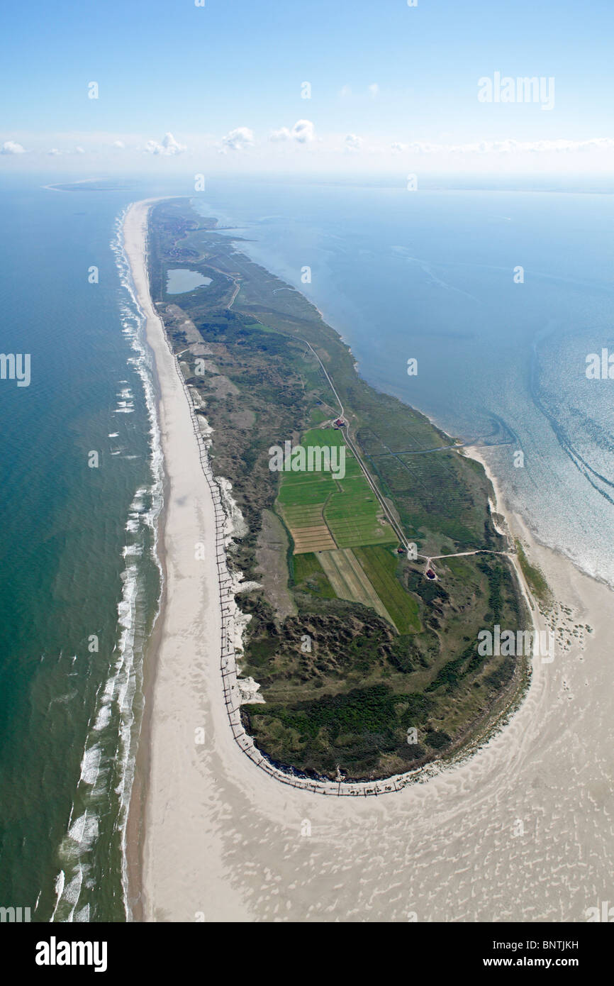 Photo aérienne de l'île de Juist, en Frise orientale, Basse-Saxe, Allemagne Banque D'Images