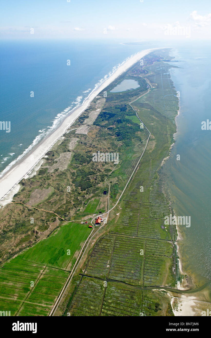 Photo aérienne de l'île de Juist, en Frise orientale, Basse-Saxe, Allemagne Banque D'Images