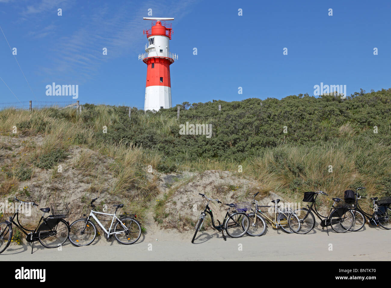 Le phare de l'île de Borkum, électrique, en Frise orientale, mer du Nord, Basse-Saxe, Allemagne Banque D'Images