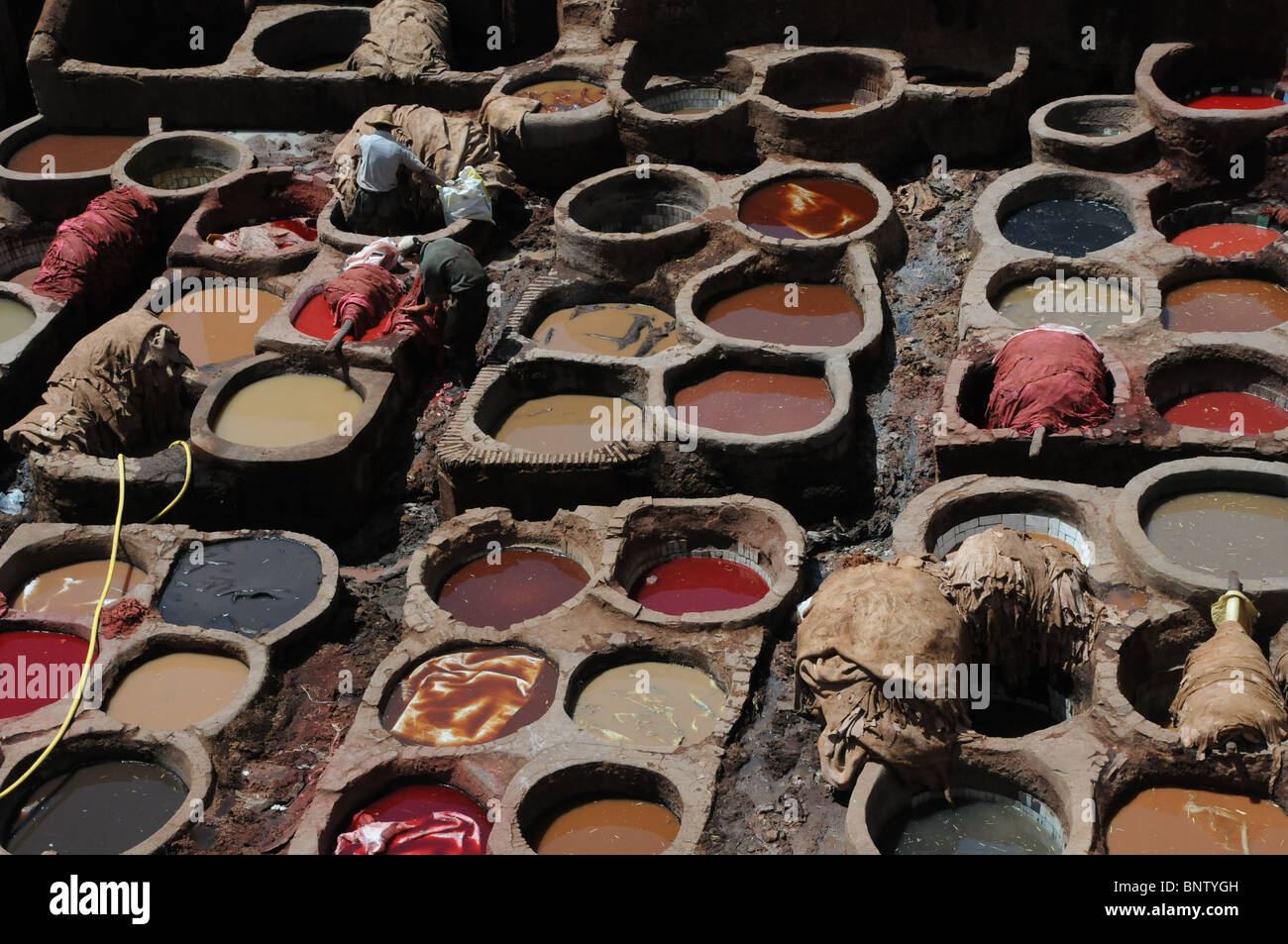 Tannerie DANS FES, MAROC Banque D'Images