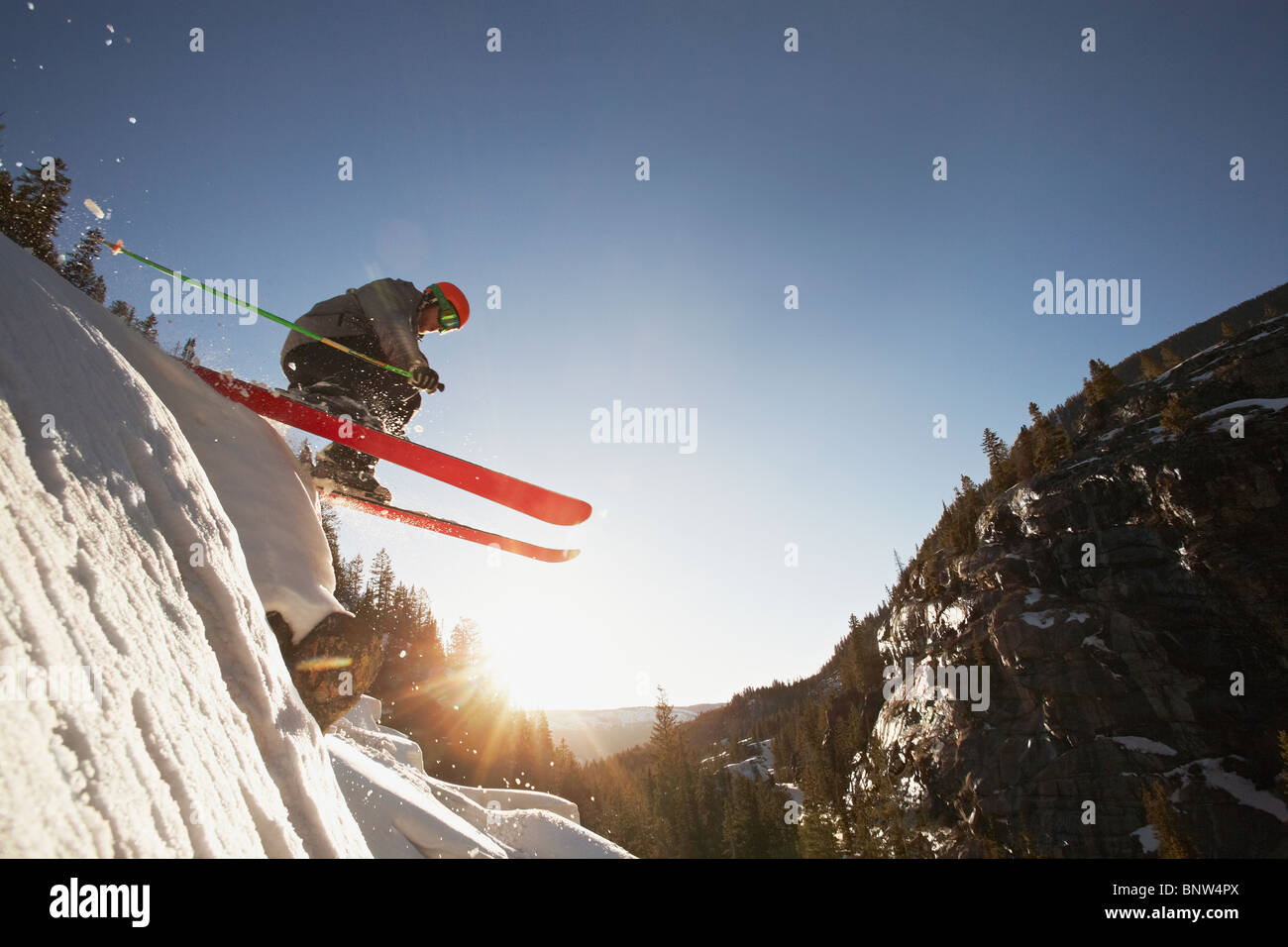 Saut en milieu skieur Aspen Colorado Banque D'Images