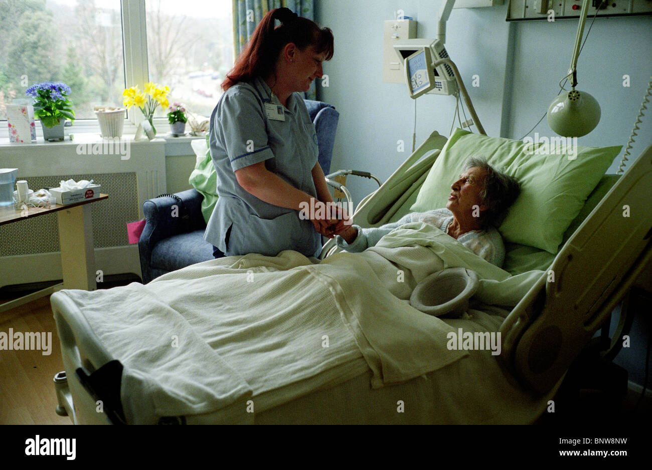 St Christopher's Hospice à Londres, Angleterre, Royaume-Uni. Le personnel de soins hautement qualifiés et de s'engager avec le confort des patients et leur famalie Banque D'Images