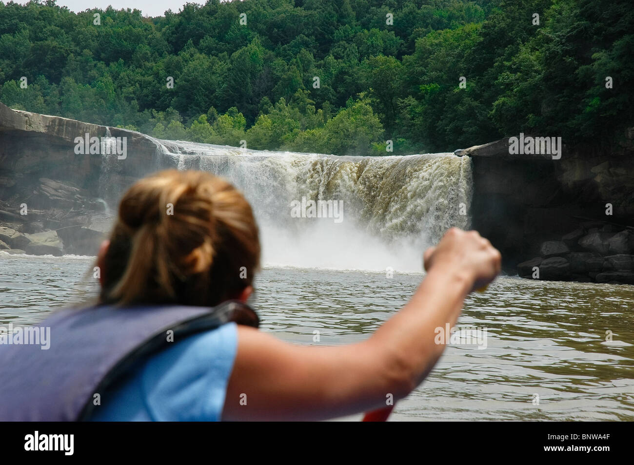 River rafting à pied de Cumberland Falls, KY. Banque D'Images