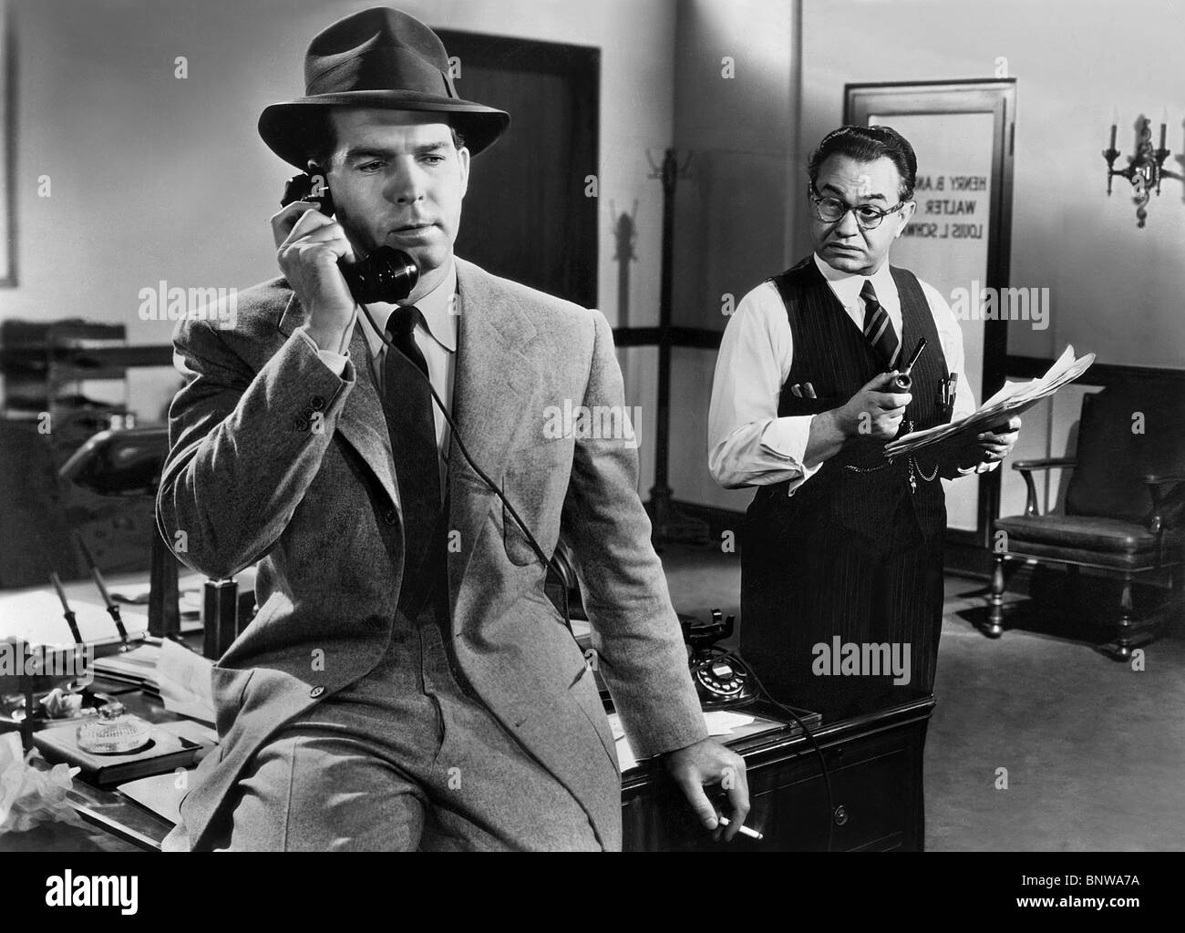 FRED MACMURRAY, EDWARD G. ROBINSON, DOUBLE INDEMNITY, 1944 Banque D'Images