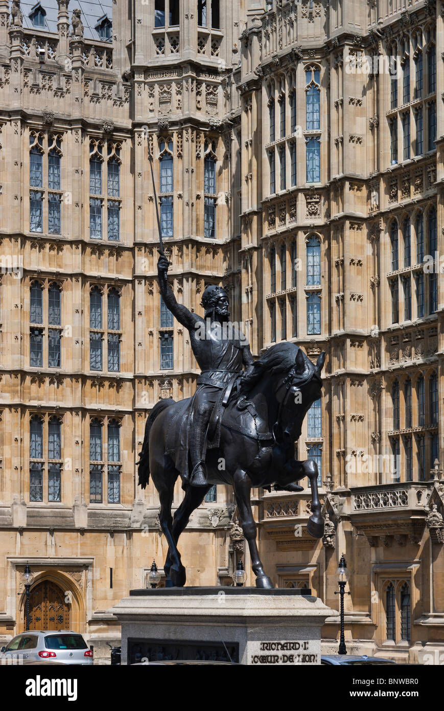 Richard Coeur de Lion statue à l'extérieur du Parlement Banque D'Images