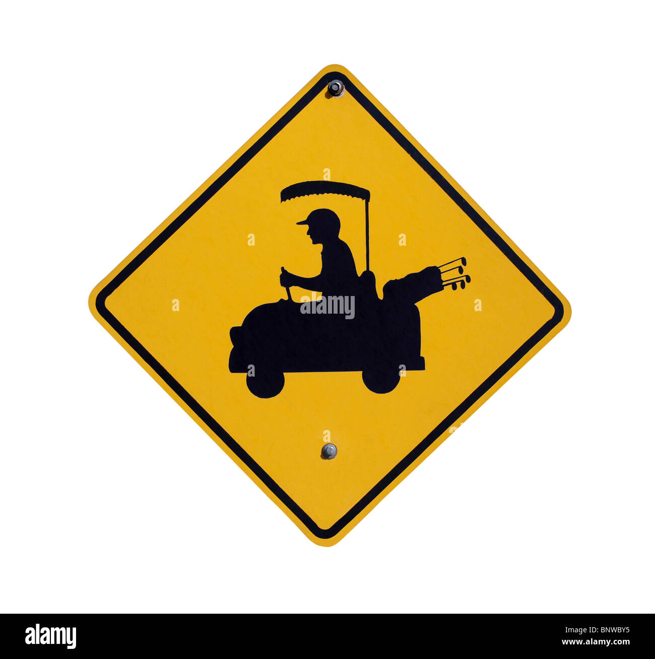 Chariot de golf crossing sign dans un désert riche communauté. Banque D'Images Chariot de golf crossing sign dans un désert riche communauté. Banque D'Images