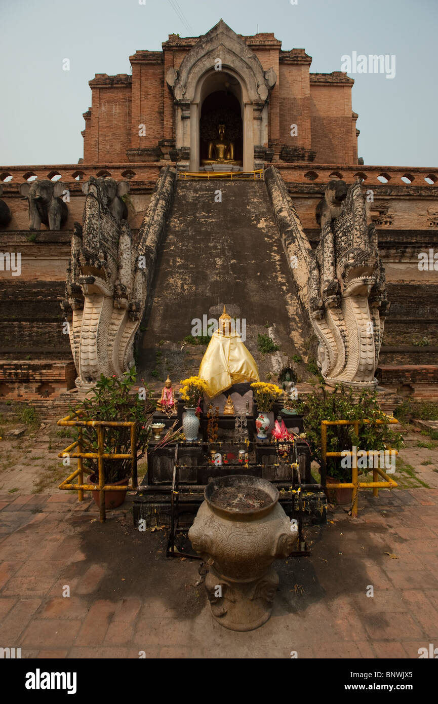 Wat Chedi Luang, Chiang Mai, la province de Chiang Mai, Thaïlande, Asie Banque D'Images