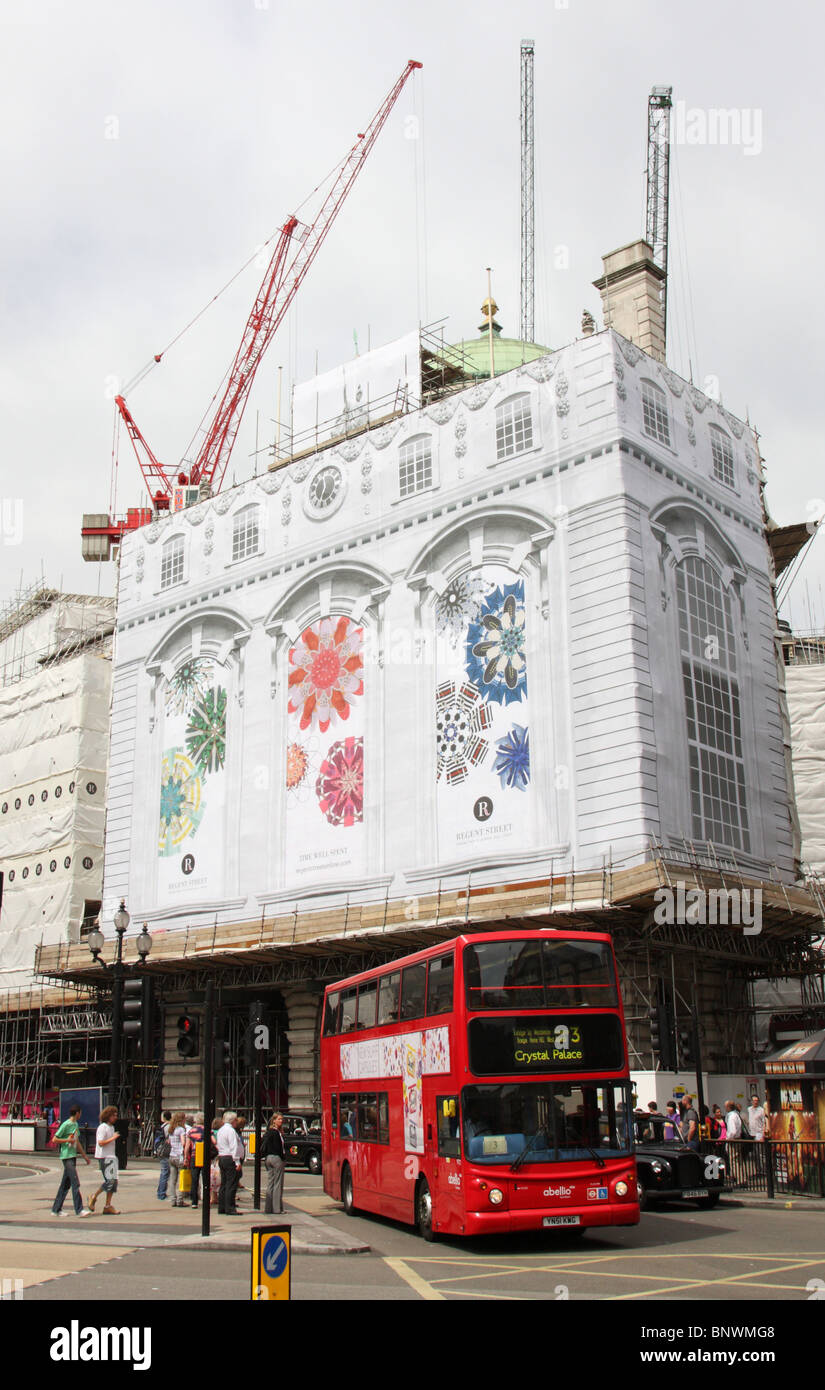 Les travaux de construction de propriété sur Regent Street, Londres, Angleterre, Royaume-Uni Banque D'Images